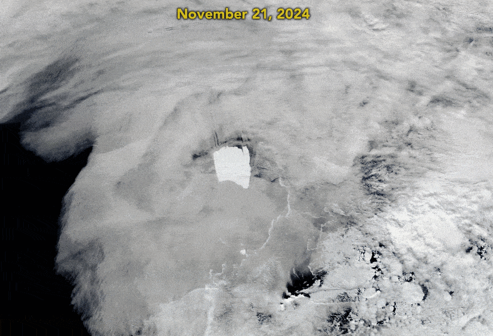 thumbnail - NASA 위성으로 촬영한 A23a의 북상 모습