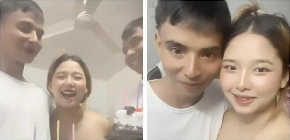 thumbnail - 태국 여성 파가 쌍둥이 형제와 함께 일상을 보내는 모습. 파는 소셜미디어를 통해 이들과 동시에 교제 중이라고 밝혔다. SNS 캡처