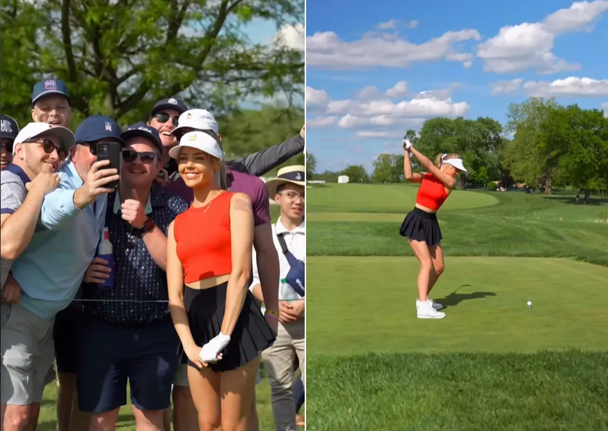 thumbnail - 클레어 호글이 2025년 5월 13일 인스타그램에 공개한 골프 플레이 영상 캡처. 팬들과 함께한 장면과 라운드 모습이 담겼다. 클레어 호글 인스타그램