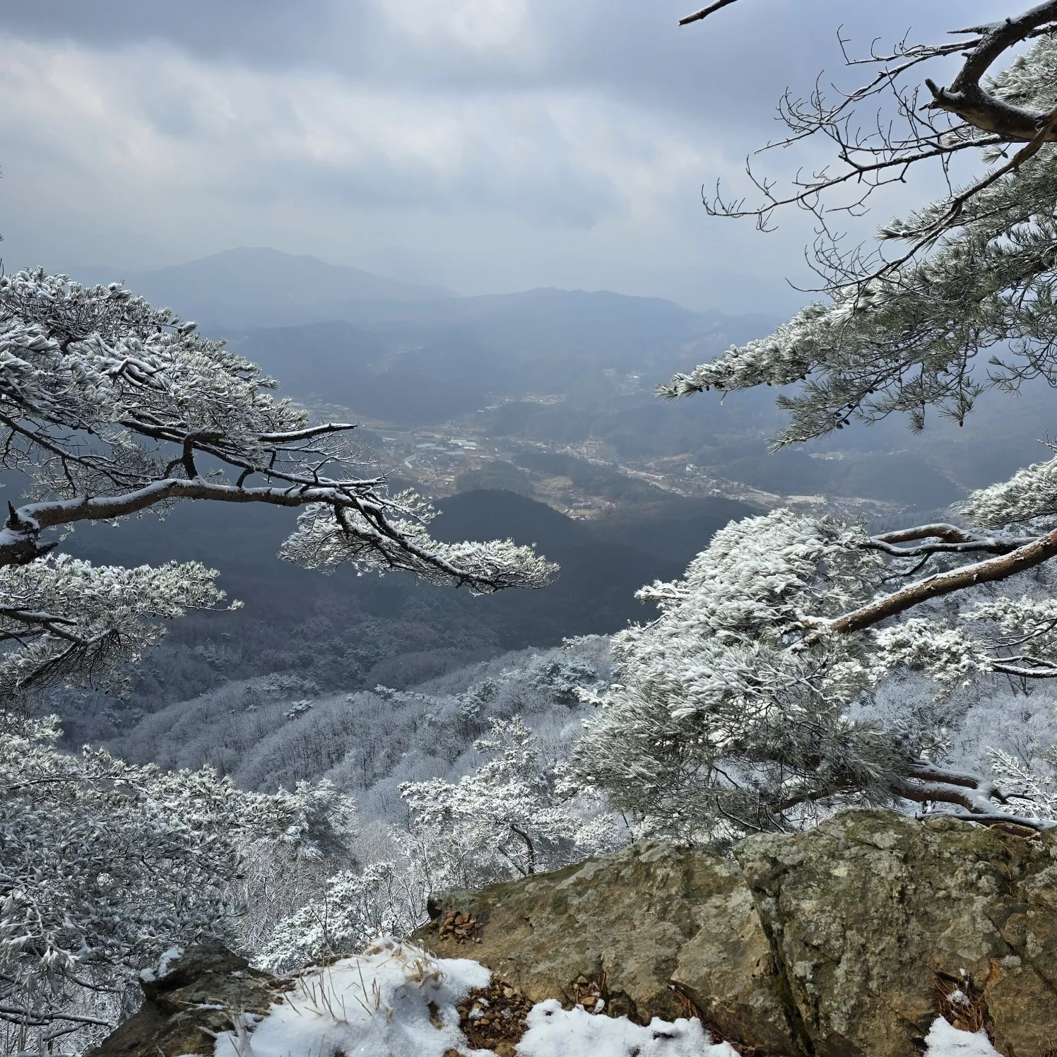 thumbnail - 눈 쌓인 중원산의 풍경