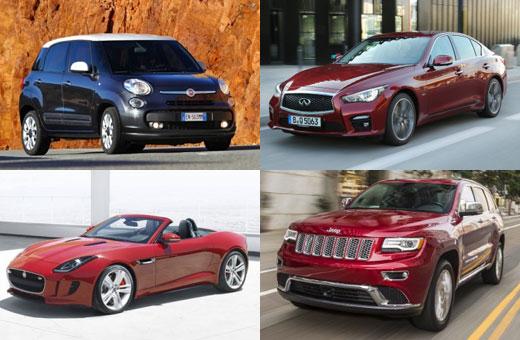 피아트 500L, 인피니티 Q50, 재규어 F타입, 지프 체로키