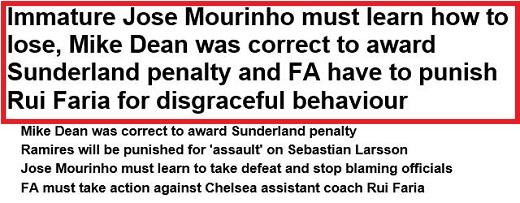 英 매체 데일리메일의 무리뉴 감독에 대한 헤드라인(데일리메일 캡쳐)