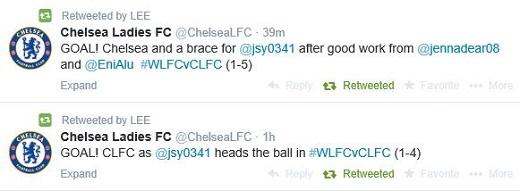 지소연의 골 소식을 공식 SNS 채널을 통해 알리고 있는 첼시레이디스