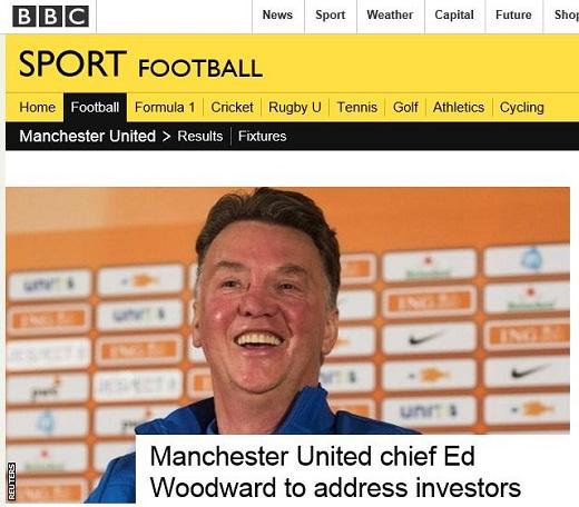 맨유와 반 할 감독의 계약에 대해 보도한 BBC