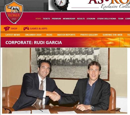 구단 공식 홈페이지를 통해 가르시아 감독과의 재계약을 발표하고 있는 AS 로마.