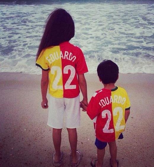 크로아티아 공격수 에두아르도가 월드컵을 앞두고 자신의 인스타그램에 올린 자녀의 사진