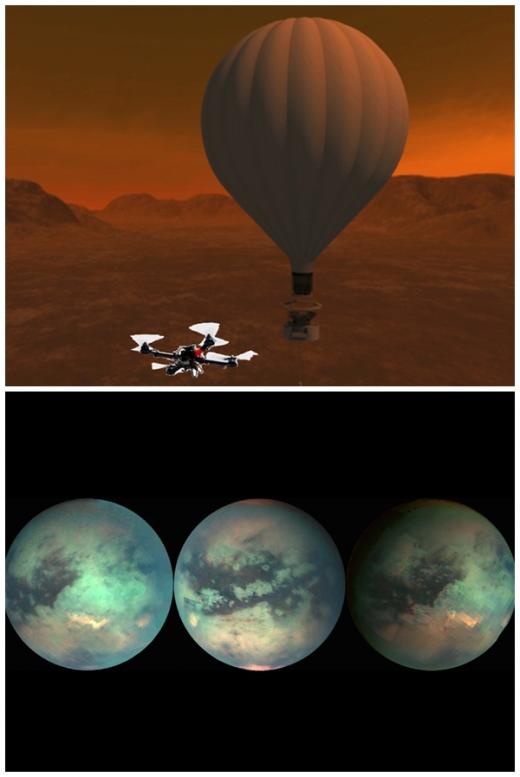 NASA가 공개한 타이탄 탐사용 모선과 드론 가상도