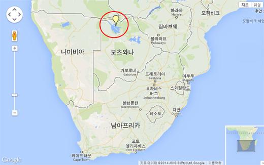 오카방고 삼각주 위치.