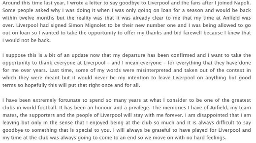 레이나가 자신의 홈페이지에 남긴 편지