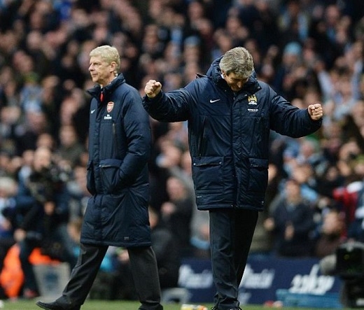 주말에 맞대결을 펼칠 아스널과 맨시티의 수장들(출처 데일리메일)