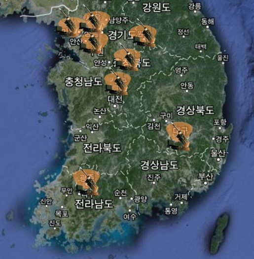 국방부가 추진하는 KAMD의 미사일 방어 범위