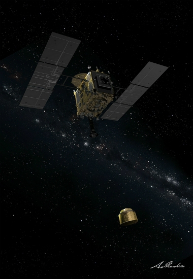 하야부사 2호는 1999 JU3 행성에 도착하면 탐사선을 분리, 충돌장치를 행성 표면에 충돌시켜 인공 분화구를 만들게 된다.