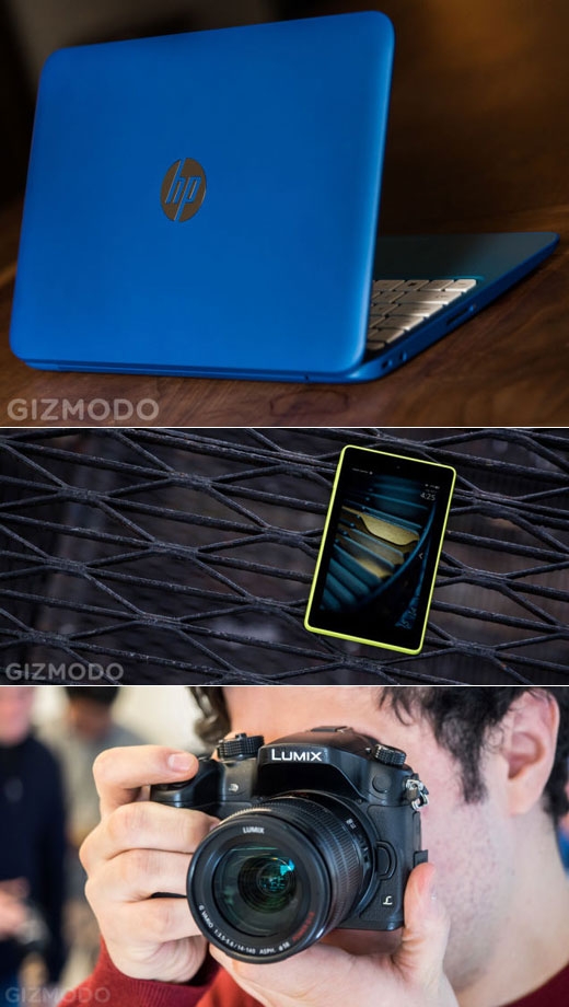 HP 스트림11(위에서부터), 아마존 파이어HD6, 파나소닉 루믹스GH4