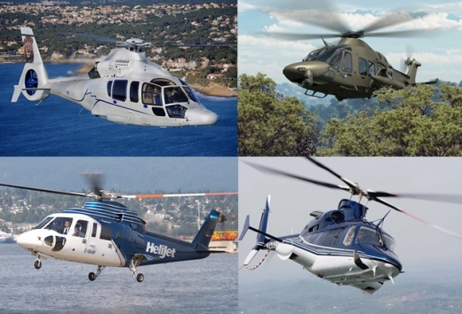 LCH/LAH 사업 후보기종들(좌측 상단에서 시계방향으로 EC155, AW169, Bell 430, S-76