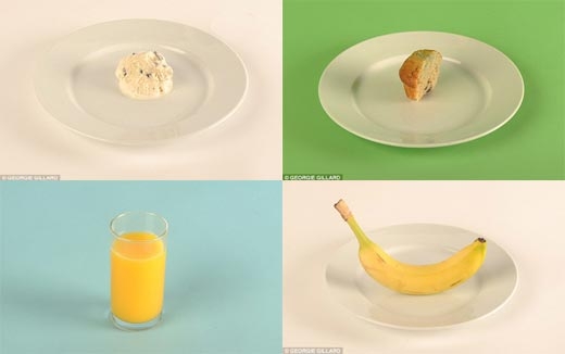 쿠키앤크림 아이스크림, 블루베리머핀, 오렌지 주스, 바나나