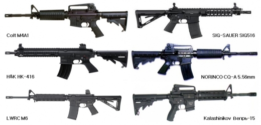 콜트 M4A1과 세계 각국의 다양한 M4 모방 소총들