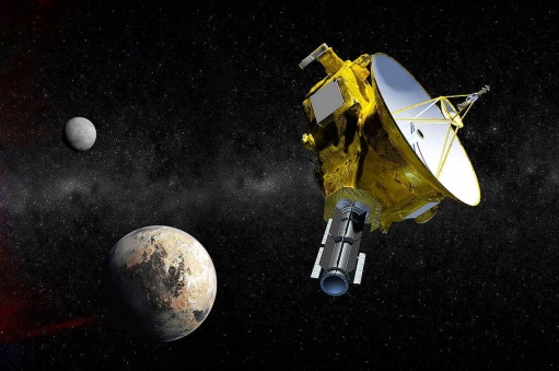 명왕성-카론 시스템을 관측하는 나사의 뉴호라이즌스 호(상상도).