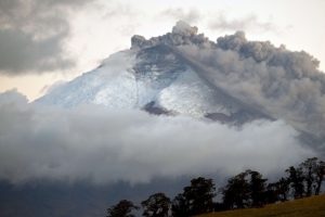 Cotopaxi volcano spewing ashes from Sangolqui, Ecuador