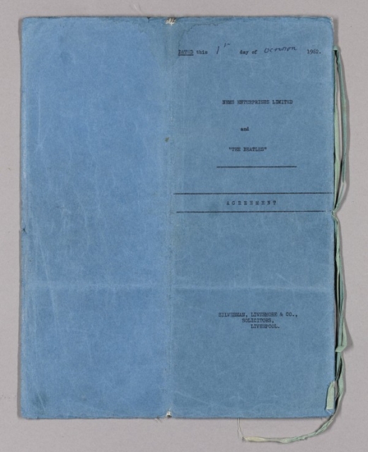 비틀즈 데뷔 당시 계약서 겉표지