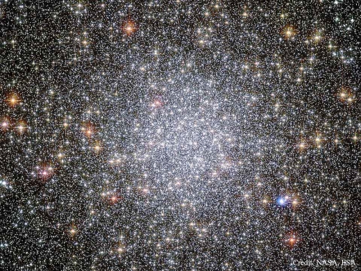 허블 망원경이 찍은 큰부리새자리 47(47 Tucanae). 남쪽 밤하늘의 보석상자로 알려져 있을 만큼 아름다운 자태를 자랑한다.