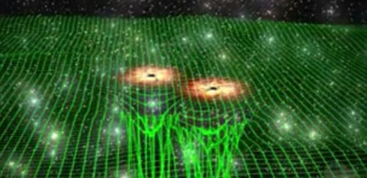 아인슈타인의 이론은 지구와 밀리초 맥동성 사이를 흐르는 중력파(그림)가 그 공간을  약 10m- 지구-펄서 간 거리의 아주 미세한 양- 길이만큼 늘여놓을 것이라고 예측한다. 이는 곧 펄서의 지구 도착 시간을 비록 미세한 양이기는 하나 약간 지연시킨다는 뜻이다.