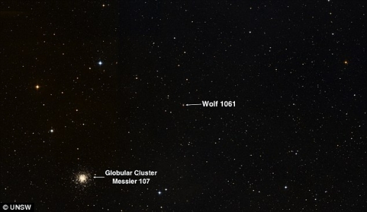 호주의 천문학자들이 이번에 발견한 슈퍼 지구는 가장 가까운 뱀주인자리에 있는 외계행성으로, 울프 1061이라는 이름의 적색왜성을 모성으로 한 궤도를 도는  3개의 행성 중 하나다. (사진=UNSW)