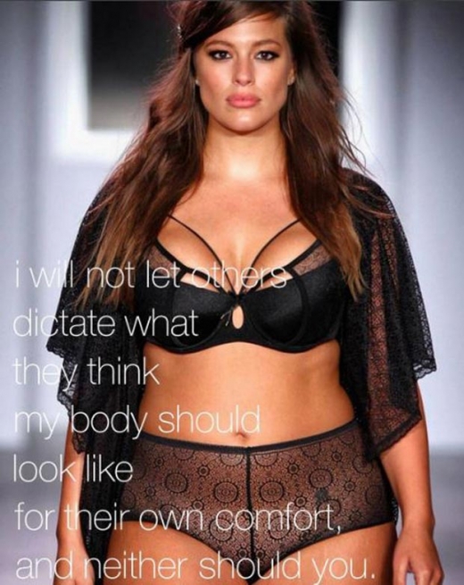 빅사이즈 모델로서 애슐리 그레이엄의 전형적인 모습. 마지막에 SNS에 남긴 글귀가 다시 누리꾼들에게 회자되고 있다.(사진=인스타그램)