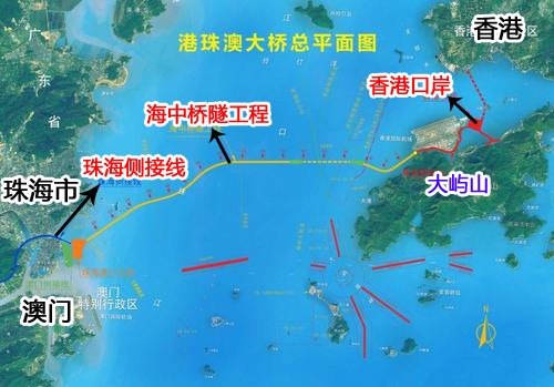 강주아오대교의 공사 평면도. (사진=중국청년망)