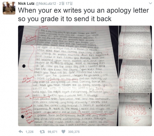 그는 이런 내용이 담긴 편지를 사진으로 찍어 2300명이 넘는 자신의 팔로워와 공유했다.