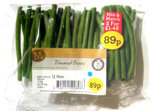 진열장에서 판매된 문제의 깍지콩. 이를 구매한 사라는 겉으로는 상품이 괜찮아 보였다고 전했다. (사진=메트로)