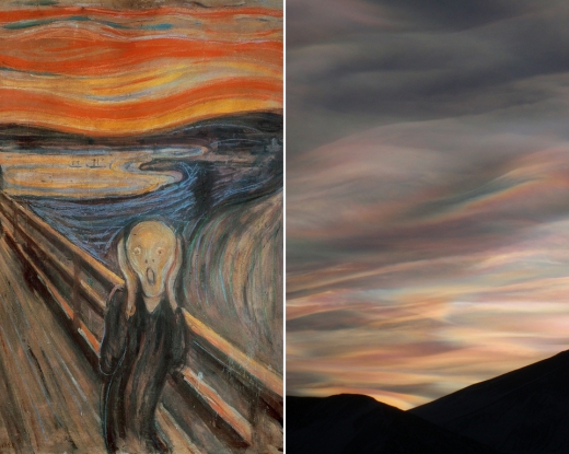 뭉크의 ‘절규’(왼쪽)와 자개구름