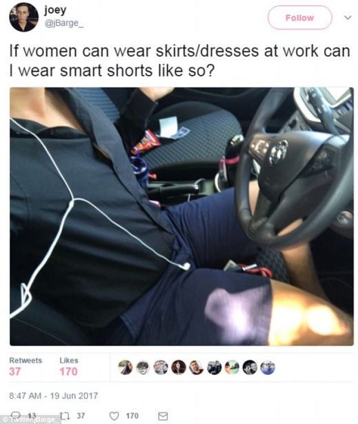 그가 실제로 입고가서 회사 상사에게 지적당한 반바지. (사진=데일리메일)