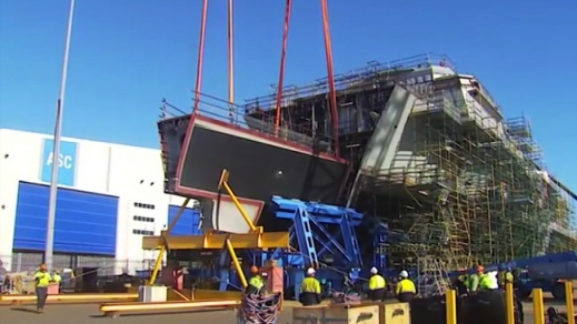 새로 제작된 블록 조립 중인 호바트급 구축함. (사진=ASC 제공)