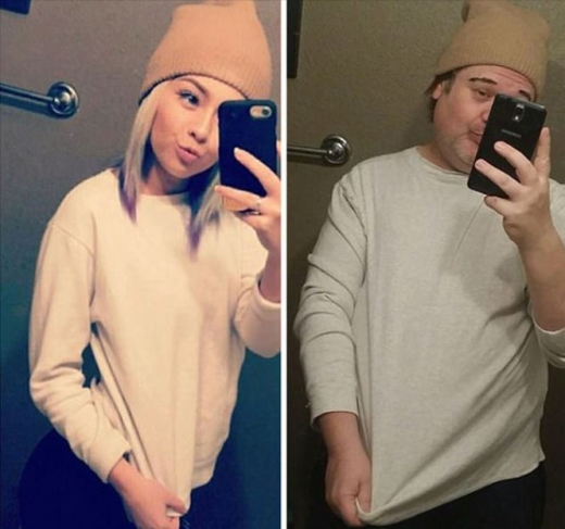 같은색의 비니모자 쓰고 한쪽 손으로 티셔츠 늘어뜨리기. (사진=인스타그램)