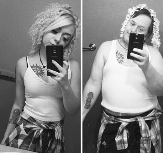 어설프게나마 딸을 흉내내는 모습. (사진=인스타그램)