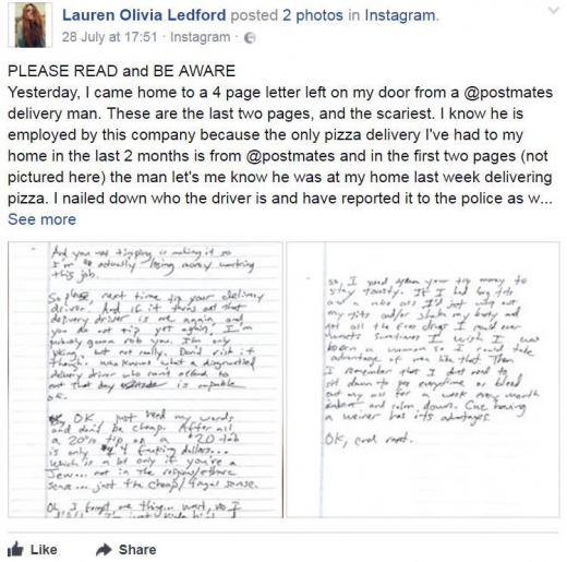 레드포드는 자신의 SNS에 편지 원문과 함께 글을 올렸다. (페이스북 캡처)