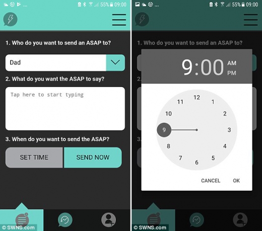 해당 앱에 나와있는대로 보내는 사람, 보낼 내용, 시간을 정하면 된다.