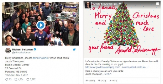 전 세계로부터 전해진 다양한 카드 덕분에 제이콥의 마지막 크리스마스 소원은 결국 이뤄졌다.