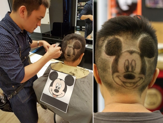 미키마우스 모양을 만들고 있다.