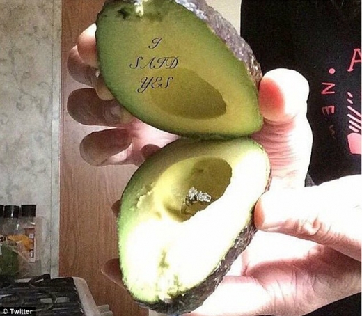 한 트위터 사용자가 올린 아보카도 프러포즈 사진.