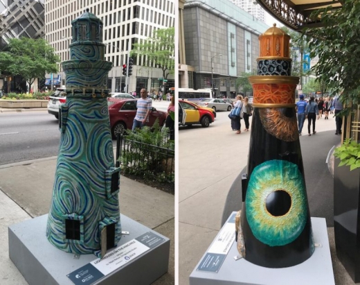 거리에서 다양한 등대 작품들을 감상할 수 있다.