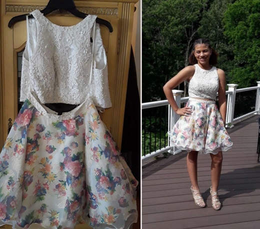 아빠가 어렵게 마련해준 드레스를 입고 졸업식 댄스 파티에 참석한 딸.