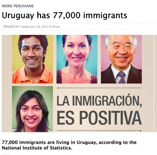 실제 캐나다와 우루과이 이민 광고에 노출된 칸의 사진.