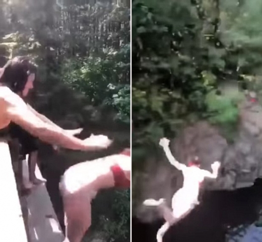 조던은 친구에게 떠밀려 18m 아래로 떨어졌다.