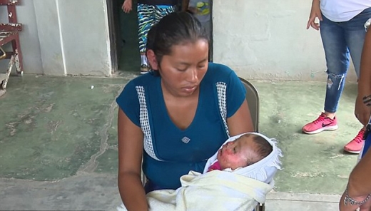 엄마 이비스가 아직 살아있는 딸을 품에 안고 있다.