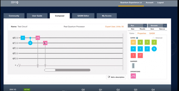 IBM Q Experience 개발 화면. Credit: IBM