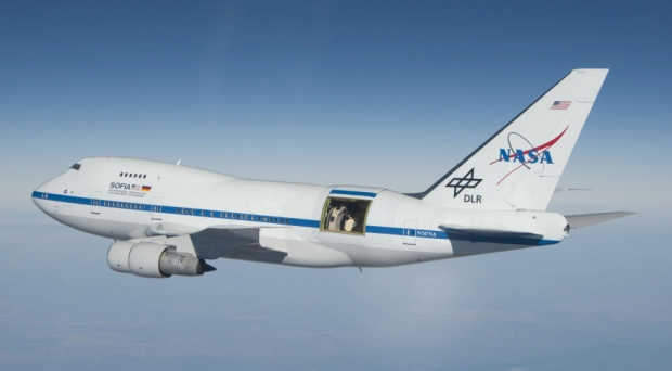 하늘을 나는 망원경 소피아. 보잉 747기에 탑재된 지름 2.7m 주경이 달린 망원경 SOFIA 성층권 적외선 관측소.(출처=NASA)