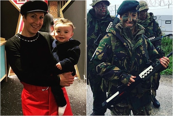 막내아들 재거를 안고 있는 리사와 군인 시절 리사의 모습