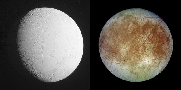 엔셀라두스(왼쪽)와 유로파