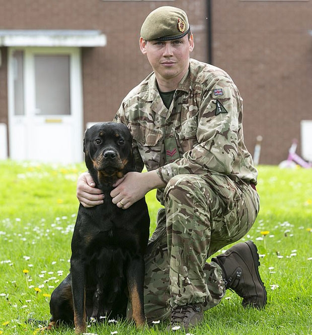 마크 마샬(오른쪽)의 반려견 ‘록시’는 지난 3월 16마리의 새끼를 출산했다